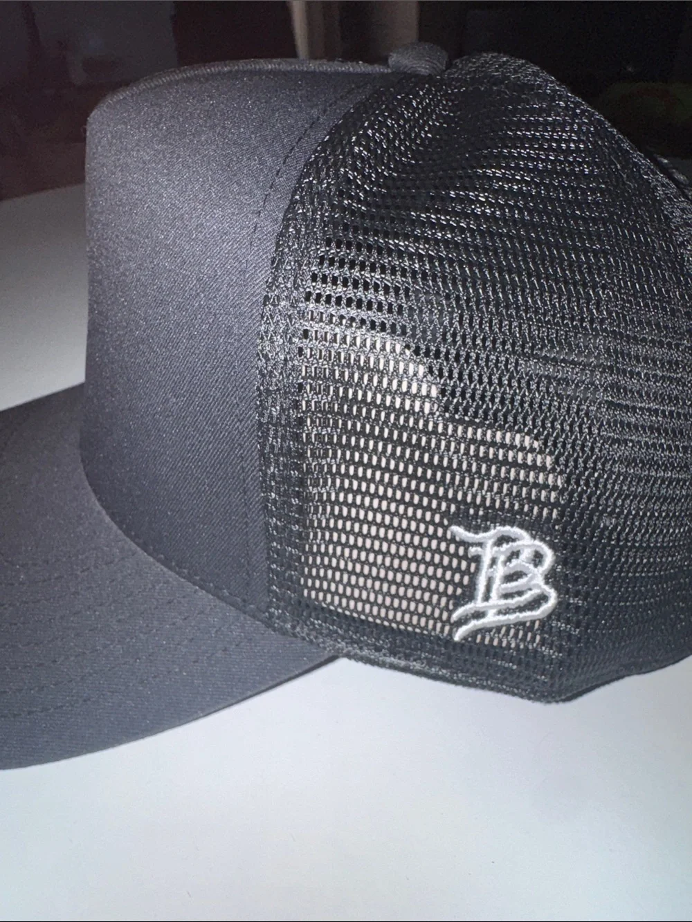 Branded Bills Black Mesh Trucker Cap with White 'B' Logo - Men Grooming